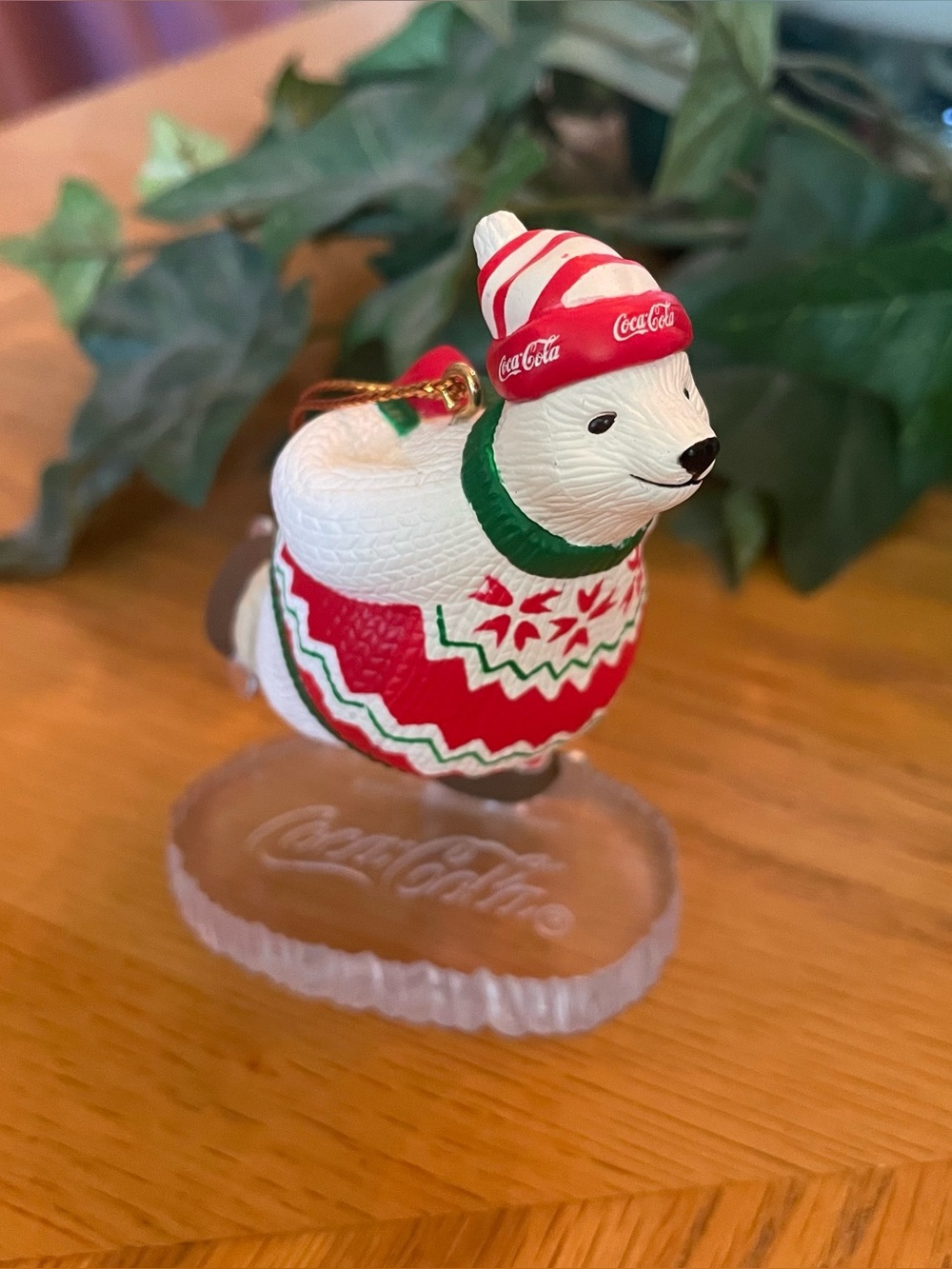 Vintage Cola Polar Bear Ice Skating Christmas Ornament